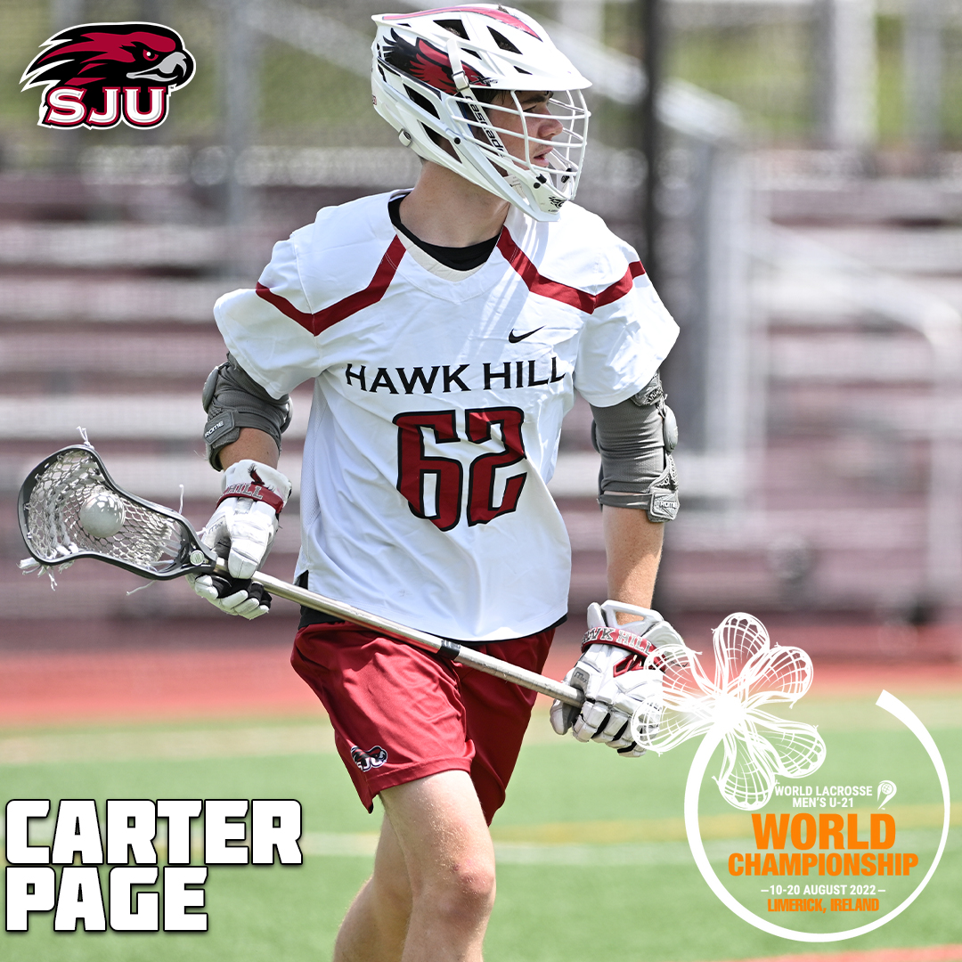 SJUHawks_MLax's tweet photo. Congrats to Carter Page and Levi Verch on being named to Canada's World Lacrosse Men's U21 World Championship Team! #THWND #WLMU21C2022

✍️ https://t.co/NeMLhdwYwK https://t.co/B3F66amCSi