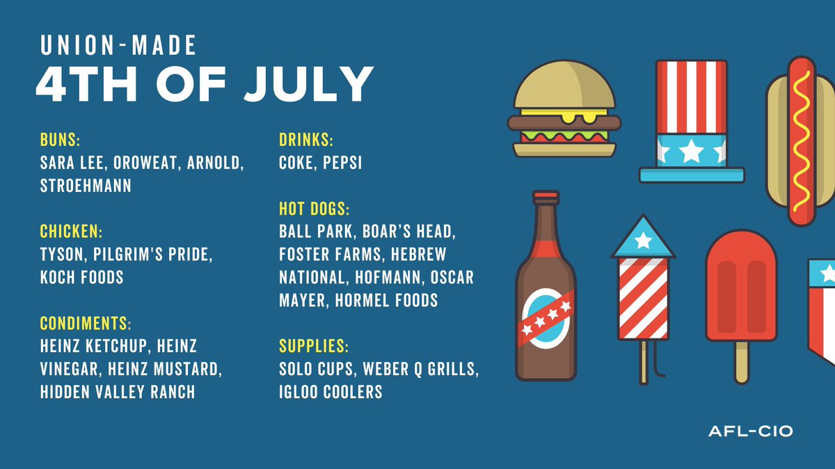 AFTunion's tweet photo. Make sure your #4thOfJuly is #UnionMade! ✊ #July4th https://t.co/QLsk6wMBgw