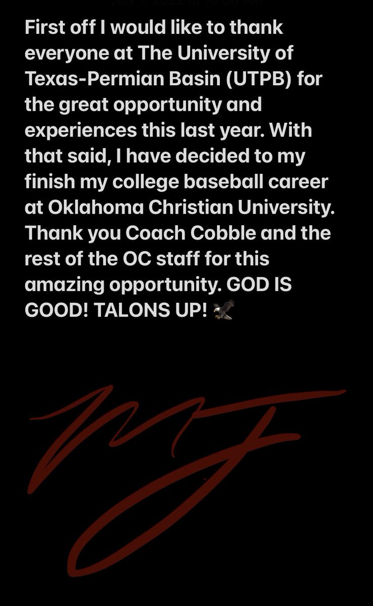Marcus Johnson (@marcusjohnson_3) on Twitter photo CA—>TX—>OK
What a journey it’s been. God is good
Excited to continue my college baseball career at Oklahoma Christian University. Let’s ride <a href="/baseball_oc/">OC Baseball</a> <a href="/OCEagles/">OC Eagles</a> <a href="/LoneStarConf/">Lone Star Conference</a> CA—>TX—>OK
What a journey it’s been. God is good
Excited to continue my college baseball career at Oklahoma Christian University. Let’s ride <a href="/baseball_oc/">OC Baseball</a> <a href="/OCEagles/">OC Eagles</a> <a href="/LoneStarConf/">Lone Star Conference</a>