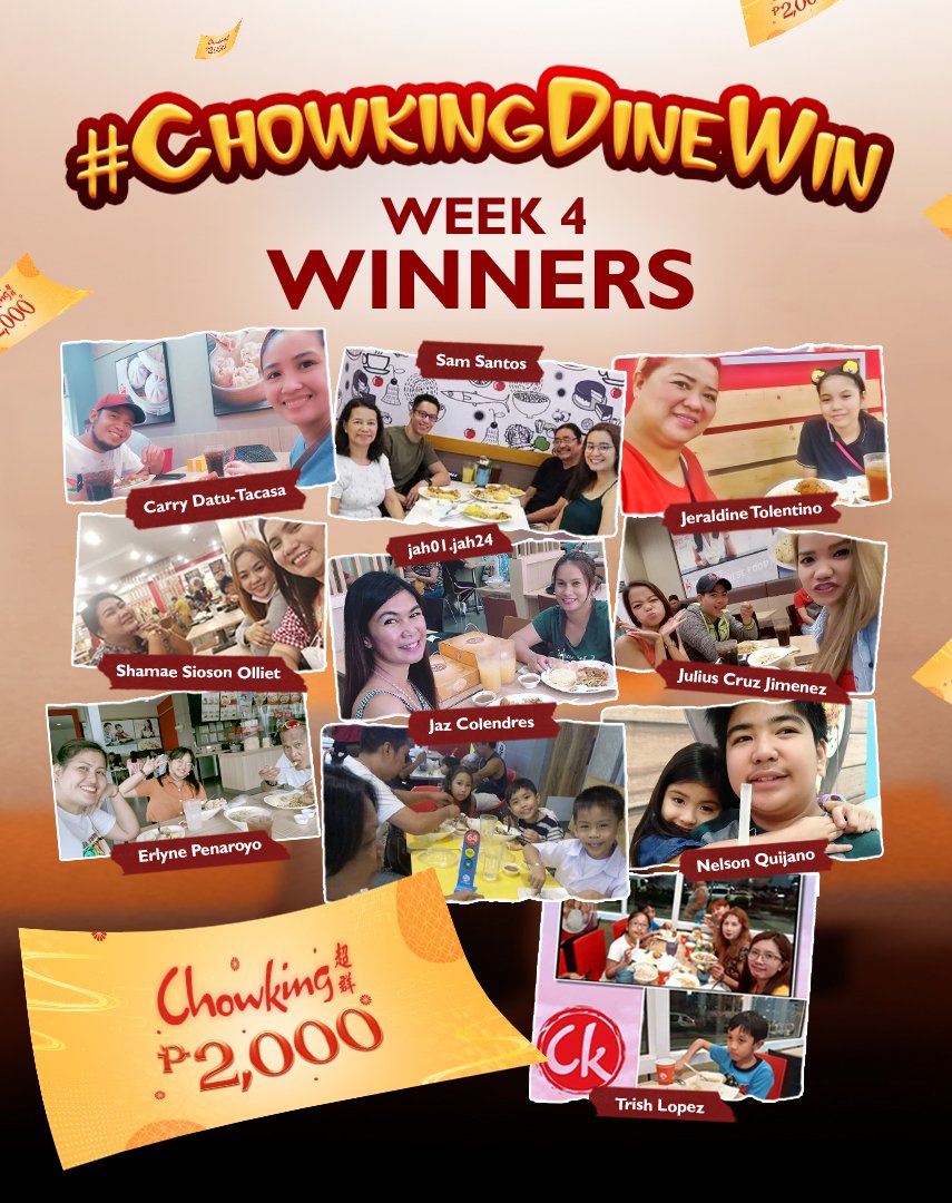 Ronel7699's tweet photo. Maraming salamat po  @chowking_ph #ChowkingDineWin Week 4 winners https://t.co/HE2YdzzoLc