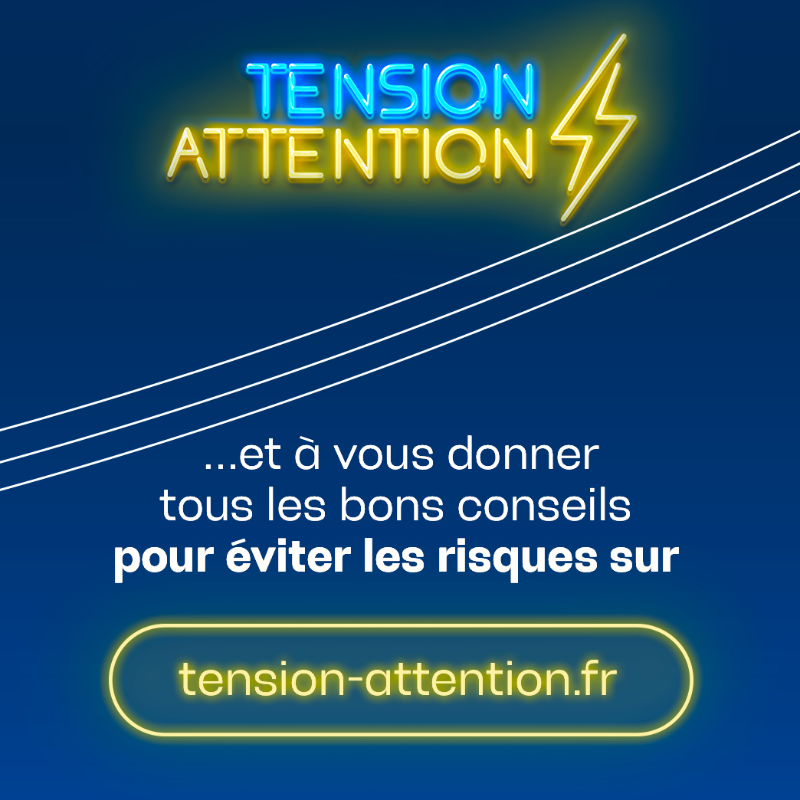 enedis's tweet photo. Même sans toucher directement une ligne #électrique, un arc ⚡️ peut se former : soyez vigilants et observez votre environnement ! Retrouvez tous nos conseils #sécurité 👇
#TensionAttention