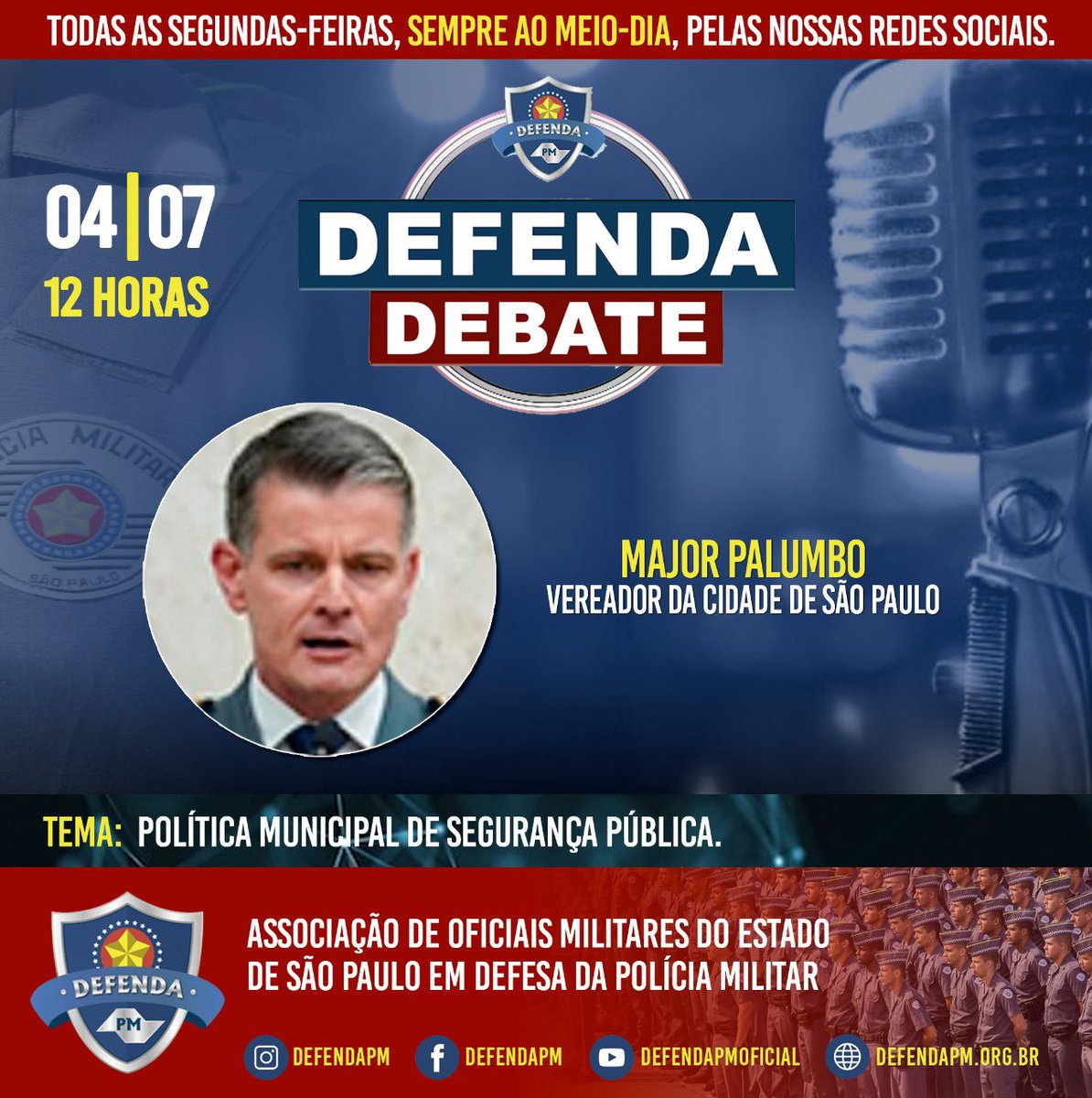 Nesta segunda-feira, meio-dia, ao vivo pela TV Osasco para todo Brasil.