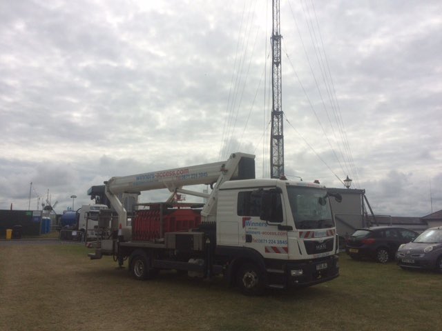 #telecoms work on the temporary mats on <a href="/LythamFestival/">Lytham Festival</a> #mewp #workingatheight