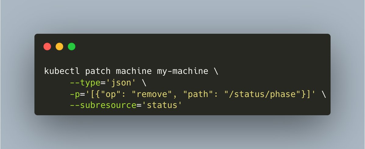 Do you know the new flag of kubectl 1.24: 

🎉🎉🎉--subresource🎉🎉🎉

It allows you to edit/patch subresources like status