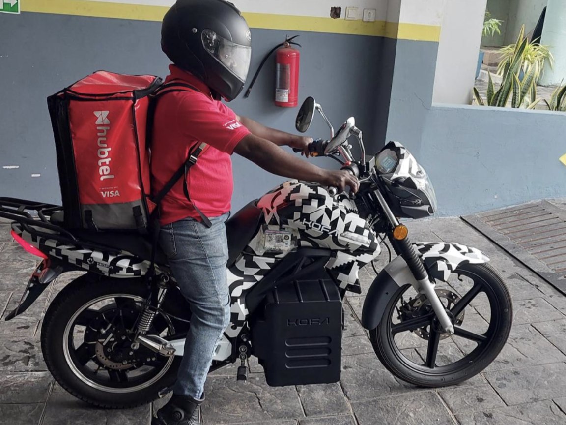 TheAlexBram's tweet photo. Your next order on @hubtel may likely reach your door on an electric bike. Far less noise/air pollution. Great for riders health; perfect for our communities &amp; planet. https://t.co/mLGCYtt4Jd