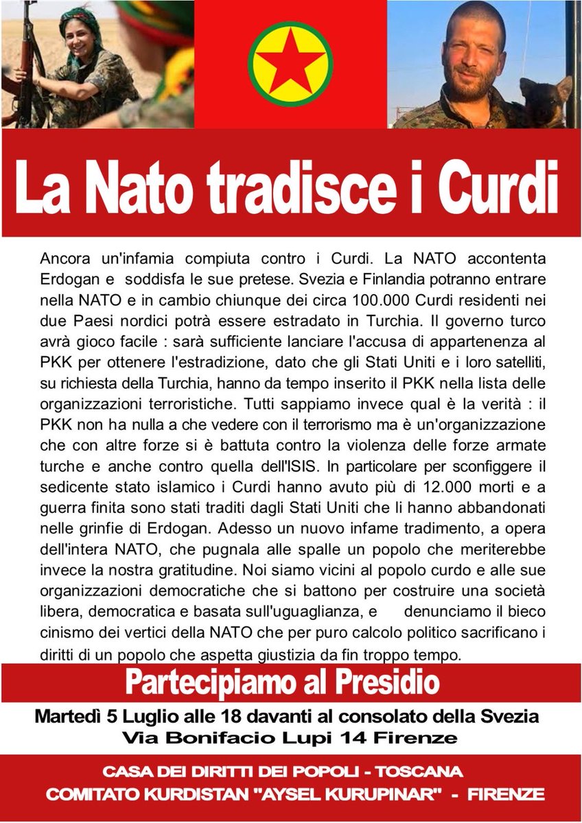 DorAntifascista's tweet photo. #IostocoiCurdi 🌹 https://t.co/STnkNsBTJM