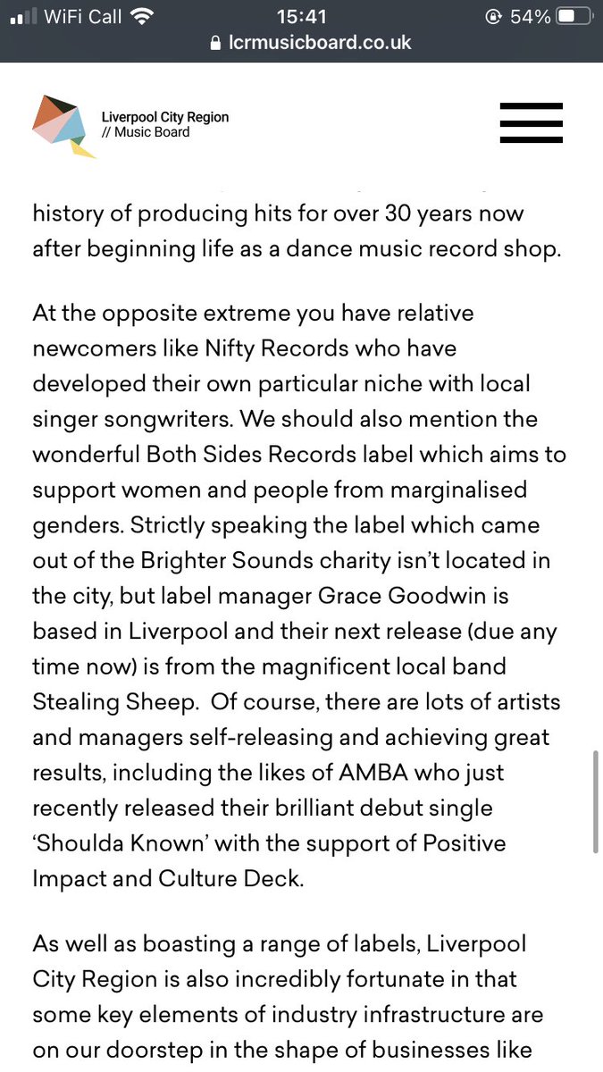 Thank you to the @LCRMusicBoard and @kevmcmanus7 for mentioning my work with Both Sides Records ✨