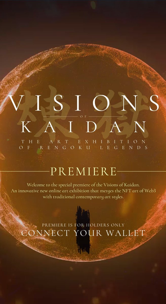 Visions of Kaidan @RengokuLegends Art Exhibition goes live to the public on July 2nd. Holders have early access now!

#RengokuLegends #NFTCommunity #VisionsOfKaidan #NFTartists #ExhibitionArt #InstallationArt #NFTart #ArtExhibition #OnlineExhibition #Art #Exhibit