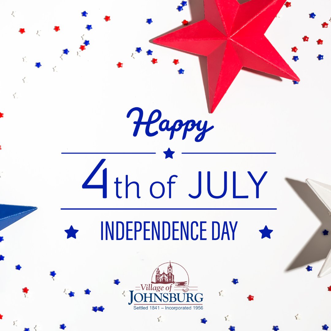 Happy Independence Day! We hope you have a safe and happy holiday!

Village Offices will be closed in observance of Independence Day on July 4th and will reopen Tuesday July 5th at 8:00am.

#4thofjuly #independenceday