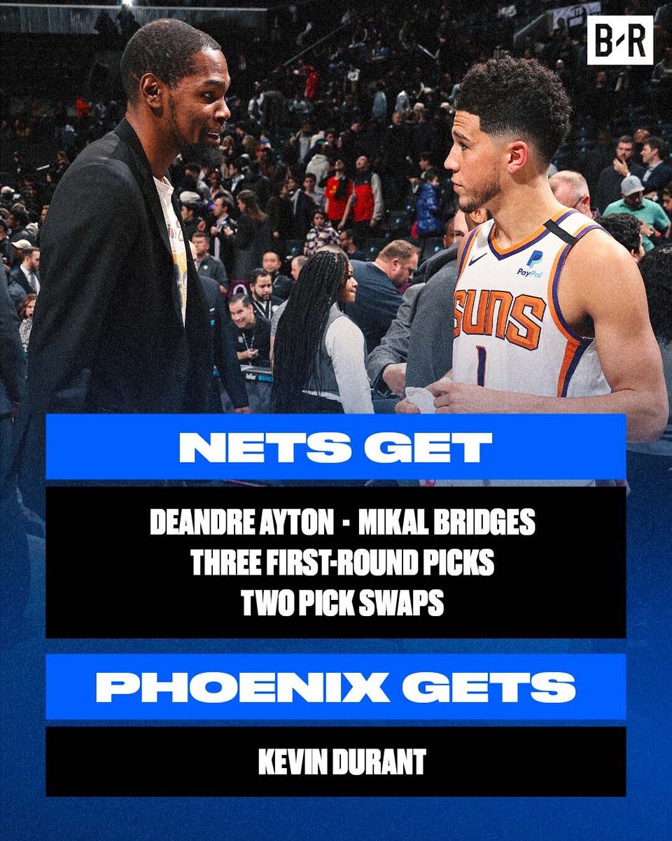 BleacherReport's tweet photo. Would you accept any of these potential offers for KD? 👀 

(by B/R's @GT_Hughes) https://t.co/AuvYczw4eN