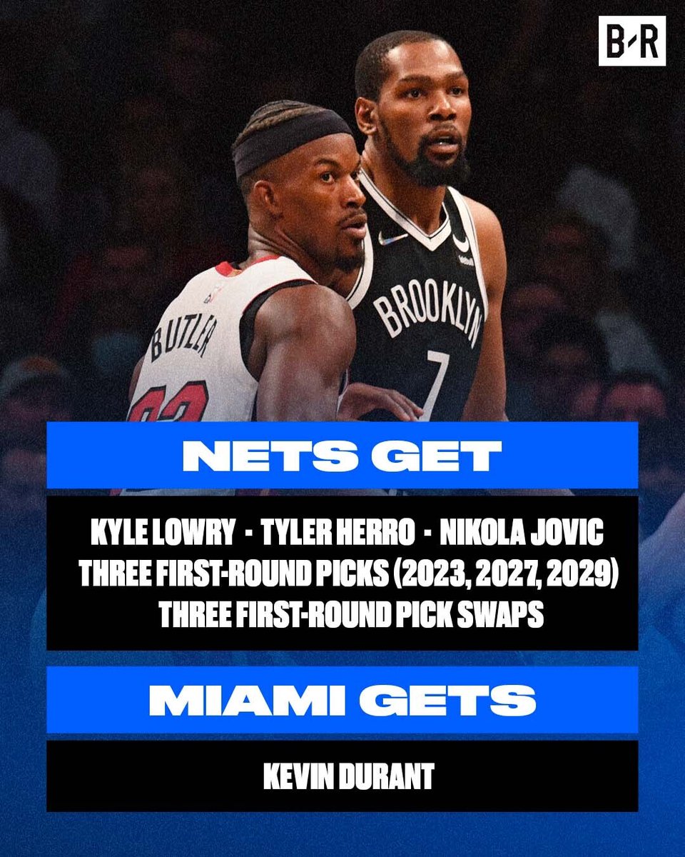 BleacherReport's tweet photo. Would you accept any of these potential offers for KD? 👀 

(by B/R's @GT_Hughes) https://t.co/AuvYczw4eN