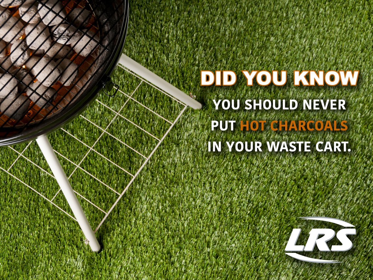 LRSrecycles's tweet photo. Happy Fourth of July weekend! Remember to let your coals completely cool down if you are using a charcoal grill. After they are cold, you can wrap them in aluminum foil or place them in a small metal container, such as a coffee can, and put them in your waste cart. #LiveSafety https://t.co/S7hRFLSbqW