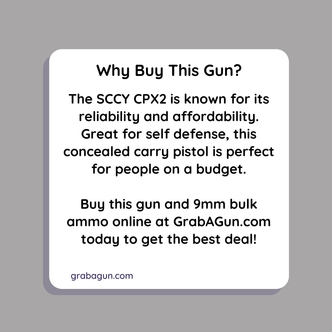 grabagun's tweet photo. The SCCY CPX 2 is a quality 9mm pistol with numerous color options. 

Swipe to learn more about this CPX 2!

#grabagun #cpx2 #sccycpx2 #sccy #concealedcarry #Gun #gunstore #gundeals #featurefriday https://t.co/iRgULYGRiy