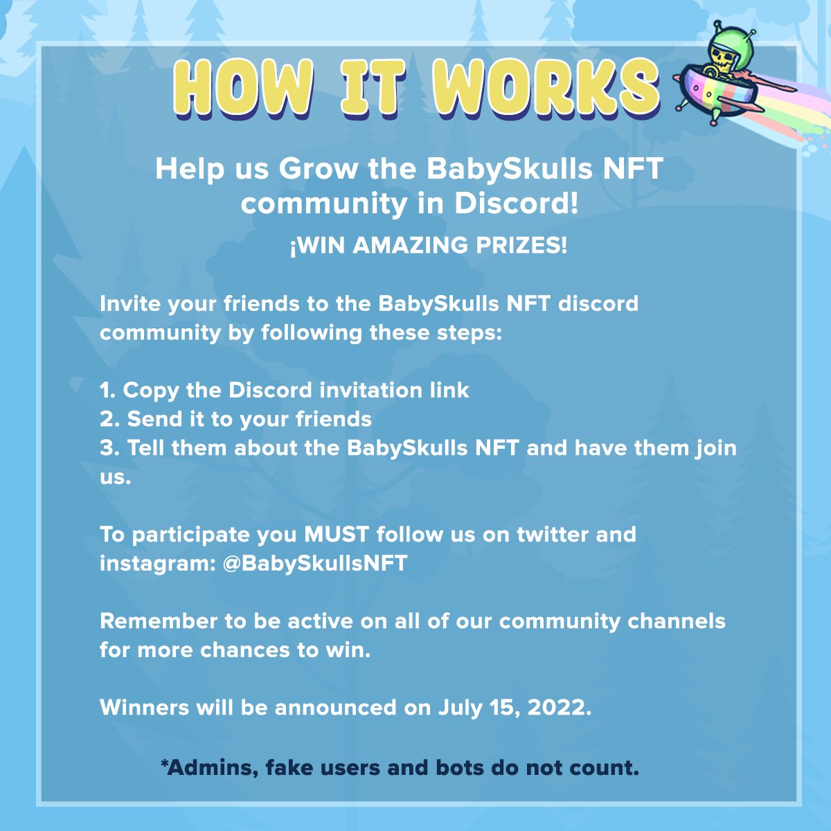 BabySkullsNFT's tweet photo. Hey everyone! 
Here is our 🎉 Discord Invite Contest 🎉!
Help us to grow our #Discord community and get rewarded. 🙌 💰

More info: https://t.co/BpEtcrcU0p

#NFTGiveaway #NFTCommmunity #NFTs #NFTGiveaways #Contest https://t.co/bZmWkMCvvI