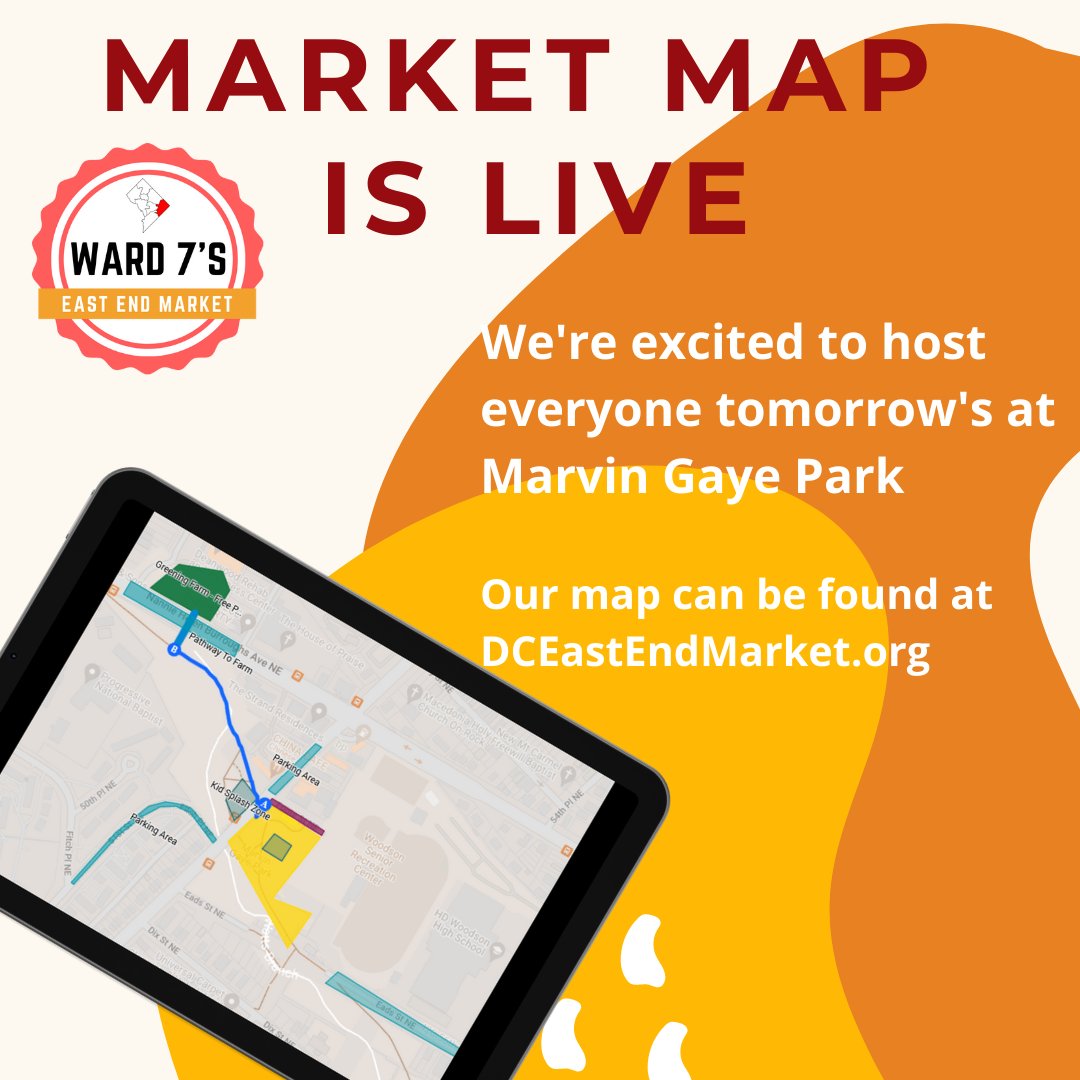 East End Market is excited to host everyone tomorrow at Marvin Gaye Park!

Our market map can be found on our website. 

DCEastEndMarket.org!
