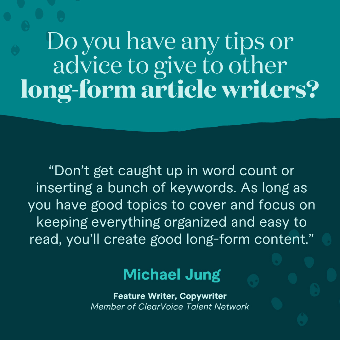 Long-form article writers specialize in crafting 2,000+ word pieces of content while maintaining a consistent style and language. <a href="/Michael50834213/">Michael Jung</a> has some stellar advice to share, along with an example of his work for the @folktellers Universe: bit.ly/3H3Sq1m