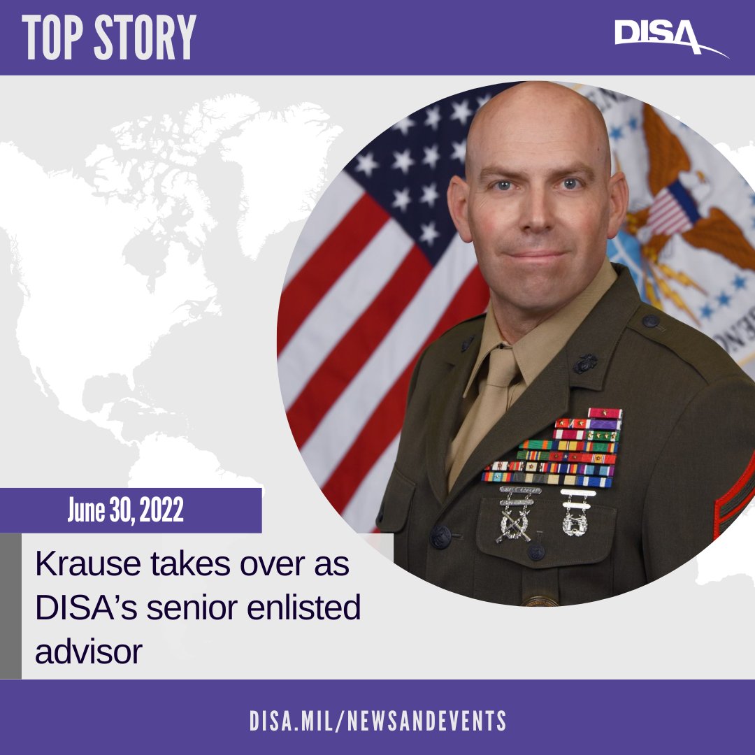 DoW_DISA's tweet photo. #DISA proudly welcomes the new #DISASEA 

@USMC Sgt. Maj. Daniel L. Krause took over as the #DISA Senior Enlisted Advisor during a change of responsibility ceremony June 30 at Fort George G. Meade, MD.

#DISANews ➡️ https://t.co/Fsp3vToSJa https://t.co/AxbaXyatvC