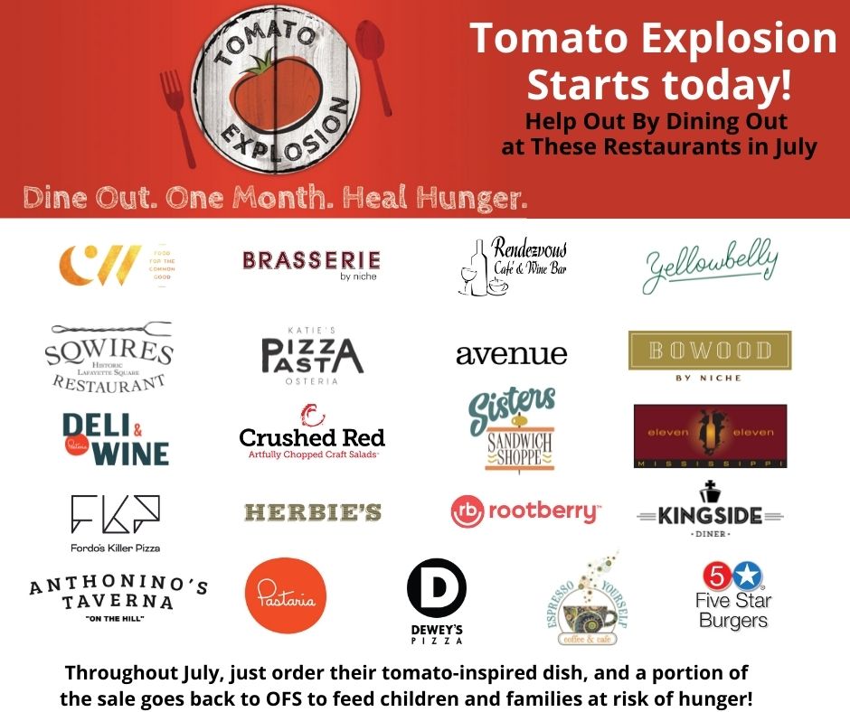 OPFoodSearch's tweet photo. Today is the day! #TomatoExplosion is back! Visit these amazing eateries throughout July and order their tomato-inspired dish--a donation will be given to OFS to provide meals for others! Visit https://t.co/vRyTGnJU2J for info. https://t.co/irVISpMQzr