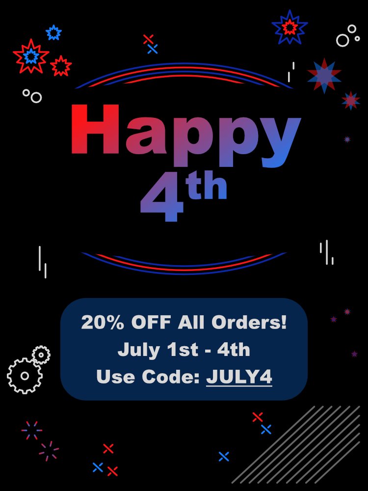 HydraResearch3d's tweet photo. Happy 4th of July from the Hydra Team. To celebrate we are offering 20% Off all orders with code: JULY4

Shop our store: https://t.co/kwF1k6Pk5m

#HydraResearch #July4th #3DPrinting #Maker #DIY #AdditiveManufacturing #Filament #FFF #FDM https://t.co/9jpuZndnIf