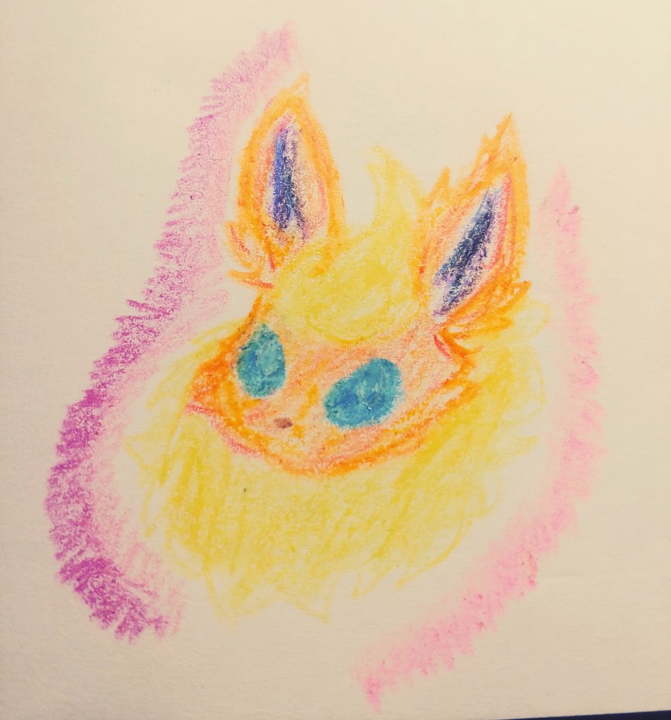 icewipers's tweet image. Un #flareon dibujado a crayola 
#pokemon #ブースター #ポケモン