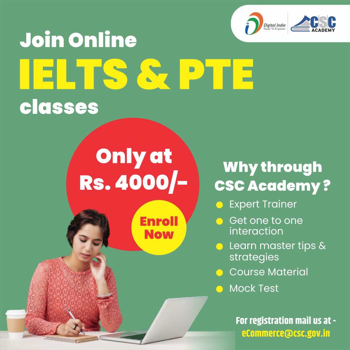 CSC_Punjab's tweet photo. Hurry Up  !! Grab this opportunity for being successful in IELTS and PTE coaching given by CSC.

@dintya15 
@ceo_csc 
@jpsinghch 
@PunjabSpm 
@CSC_Punjab 
@CSCegov_ https://t.co/dLFoB2KD19