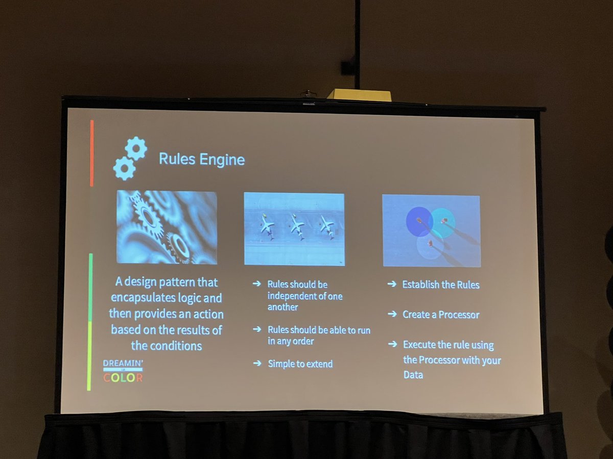 Today at #dreamincolor22 I attended an awesome learning session about building a rules engine with apex and meta data presented by @CloudMattison   Thanks for the time!