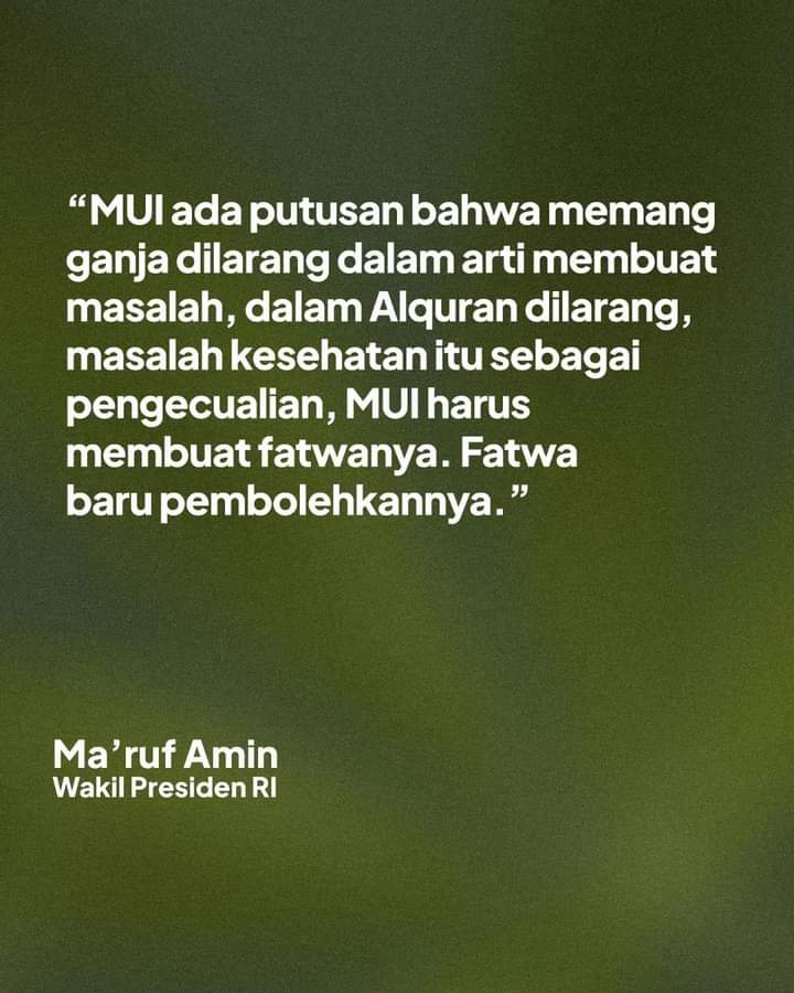 NegeriLucu1's tweet photo. Diam seperti kutu bergerak melegalkan ganja untuk pengobatan 😎
#GanjaMedis 
#MUI https://t.co/b8hrXEXSZD