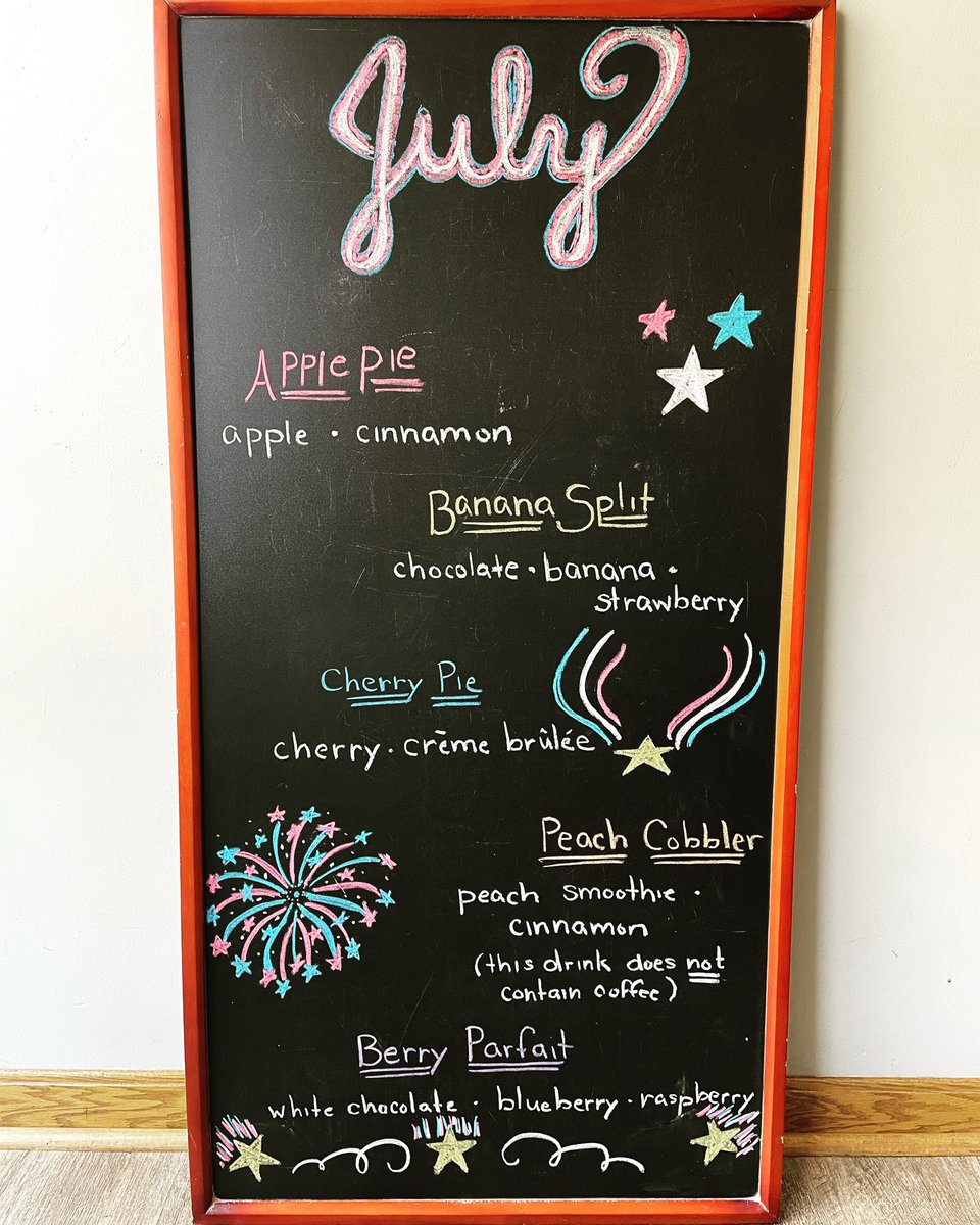 BailiwicksCoffe's tweet photo. We’re celebrating summer fun and the Bicentennial of Tiffin with dessert favorite themed drinks!! Stop in and enjoy—we’ll keep you summer ready, cooled off, and most importantly—caffeinated!! Happy July!! https://t.co/Rc9TOFTU31
