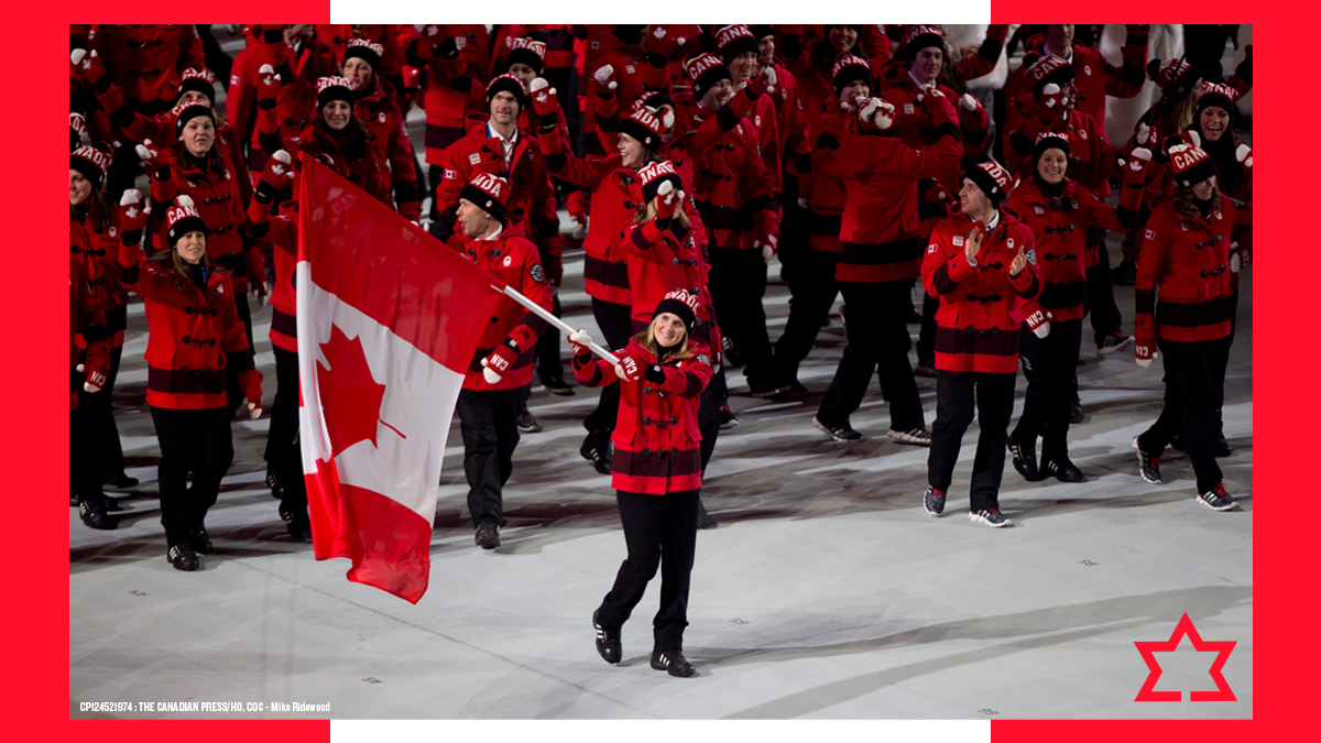 orderofsport's tweet photo. Today we celebrate Canada &amp; the unifying power of sport! We're thinking back to Hayley Wickenheiser, 2022 Order of Sport recipient &amp; Inductee of @sportshall, carrying the Canadian Flag at the 2014 Olympic Winter Games. What sport memory does Canada Day remind you of? @wick_22 https://t.co/y0Mt3OTMQF