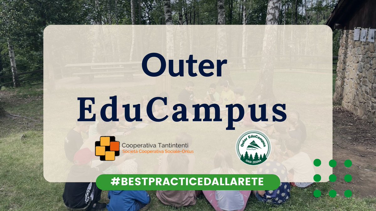#bestpracticedellarete

🌿 Outer EduCampus è l’esperienza educativa immersiva nella natura dell'Oasi Zegna di @Tantintenti  dedicata ai più piccoli che:
🦋 vivono i cambiamenti e le trasformazioni della natura
🧚🏽‍♀️ esplorano
🧭 fanno esperienze dirette
