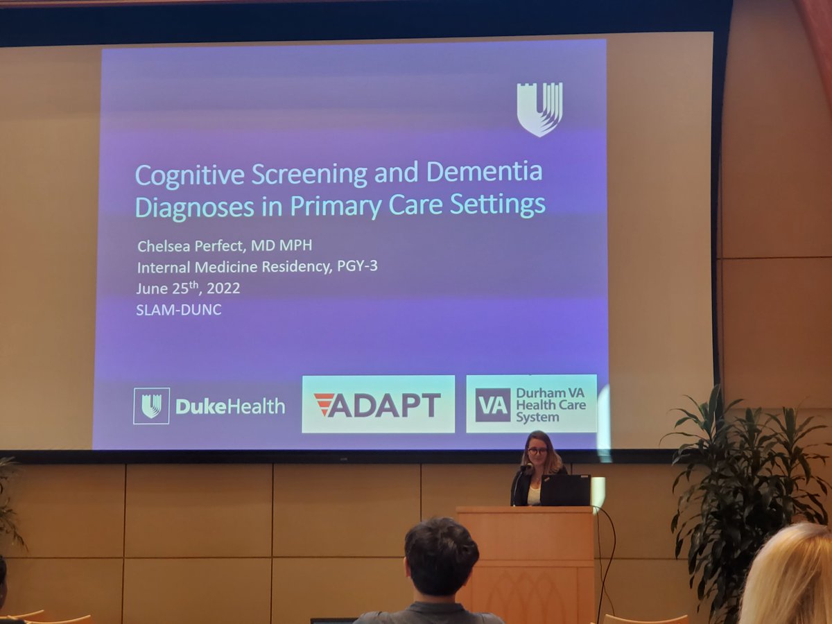 DurhamADAPT's tweet photo. Superb presentation by @ChelPerfectMD on GeriPACT, a @vahsrd study, at the SLAM-DUNC symposium sponsored by @Duke_UNC_ADRC. https://t.co/Ie8VUj9Lyd