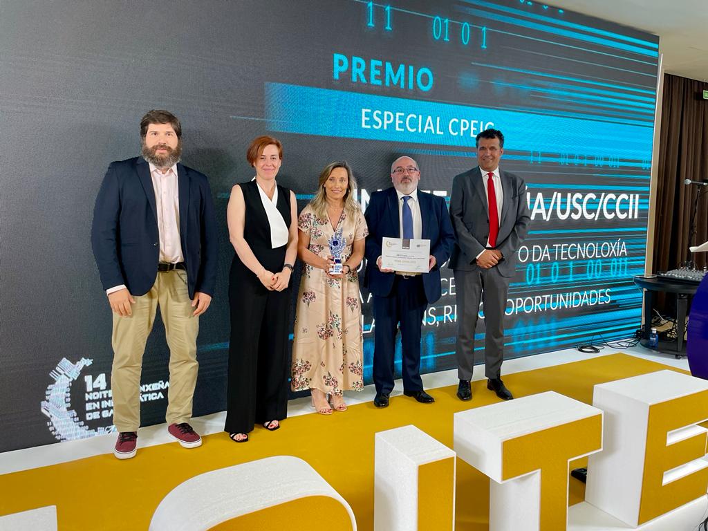 CPEIG's tweet photo. 🏆 Premio Especial de #ANOITE2022 do #CPEIG para o estudo “Impacto da Tecnoloxía na Adolescencia. Relacións, riscos e oportunidades” de @unicef_es, @UniversidadeUSC e @cciinfor; para @mundosdigitales; e á compañía coruñesa #TRISON https://t.co/c1MkFmrgog