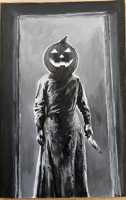 everyone look and behold this original Dillon Samuelson painting I bought 🎃🖤🎃🖤 
