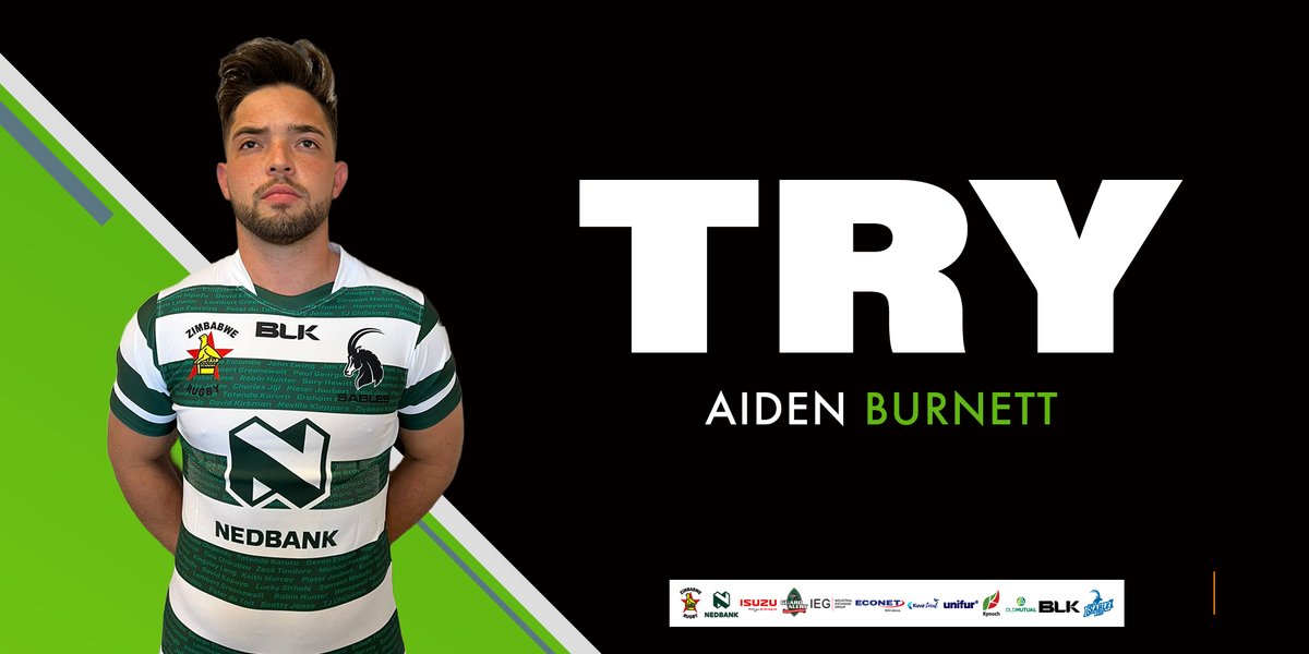 Try!!! Zimbabwe Sables 31- 11 Aiden Burnett 1st touch of the ball brings his 1st try of the game #ZimRugby #BackASable #RWCQualifiers