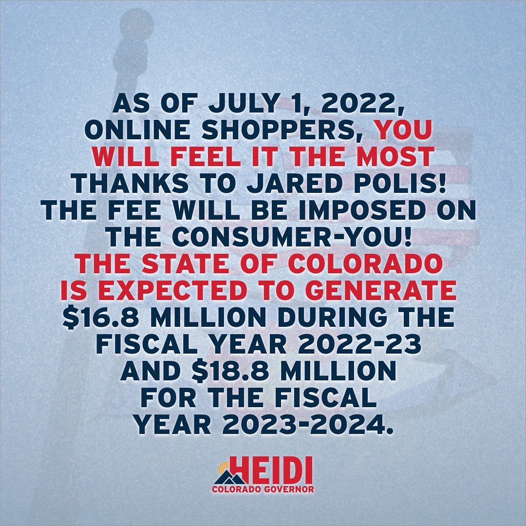heidiganahl's tweet photo. Don't be fooled by Election Year Polis' and his "I'm Saving You Money" tactics. Since Polis has been in office, he's implemented over 85 new taxes which is taking money straight out of your pocket, Colorado! #heidiforgov https://t.co/TIc7sCpOZb