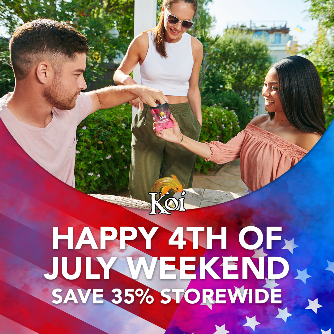 KoiCBD's tweet photo. 🎇 Happy 4th of July Weekend! Save 35% Storewide! 😎

Use code FIREWORKS at checkout to save on top Koi products for a relaxing holiday weekend, taking on the go, and sharing with friends.🎆 https://t.co/Ehglw4DQpn