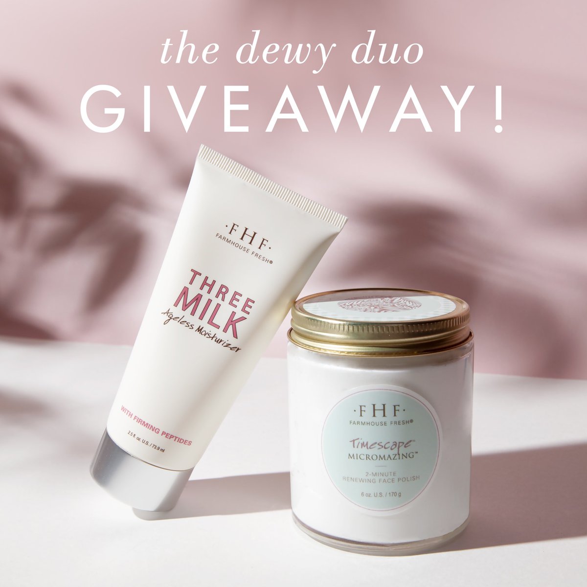 farmhousefresh's tweet photo. 🙌 #GIVEAWAY ✨Parched, summer-worn skin got you down? 💦 We are gifting 1 follower with renewing, dewy hydration: Timescape Polish and Three Milk Moisturizer. We'll @ our winner NEXT Tuesday (7/5).

1️⃣ Hit that ❤️ button
2️⃣ RT 

Giveaway open to continental U.S. residents only! https://t.co/p6SDTsX5yO