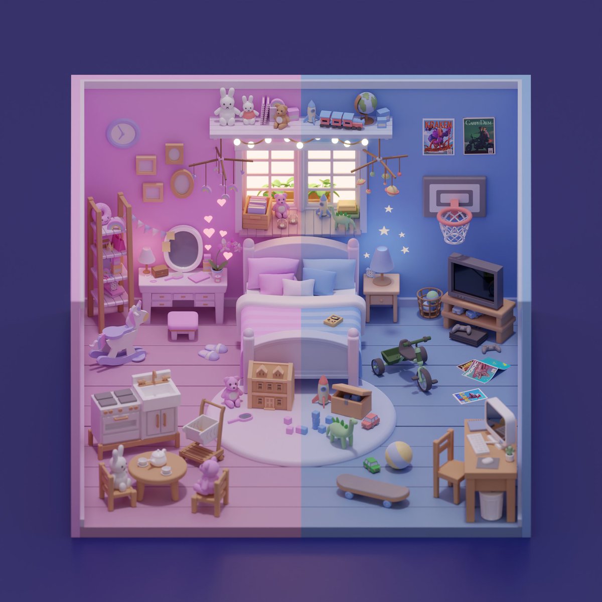 Collection of little rooms ✨

#b3d #Blender3d