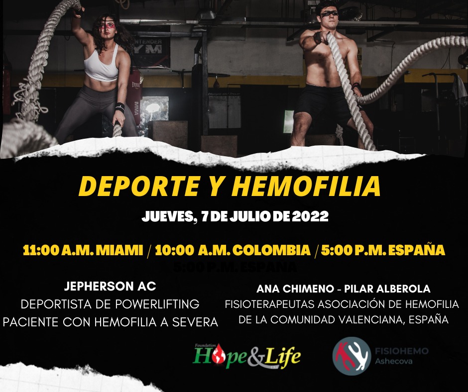 FHopeandLifeUSA's tweet photo. Tendremos una conversación muy interesante. Hablemos de los riesgos, los beneficios, los mitos y las realidades en el deporte y los pacientes con hemofilia.

Nos vemos en: https://t.co/9Tq5IshY7a https://t.co/ZBSxj45vI9