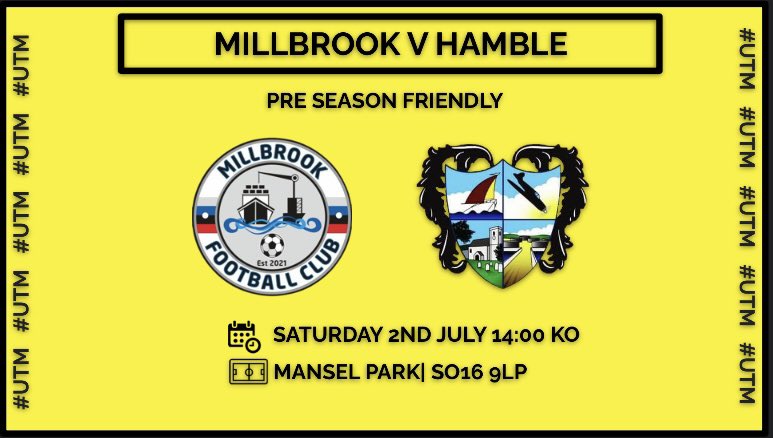 It’s the eve of our first pre season game! Tomorrow we will be making the trip to play Millbrook at Mansel Park. Come and get behind the lads! UTM