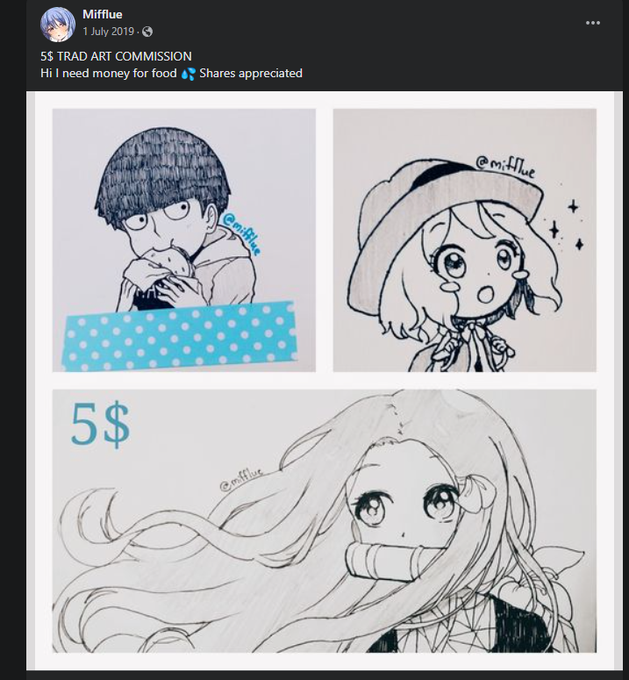 a few years ago i opened commissions for only $5 to get food T-T tqsm everyone for giving me a better life now ! 