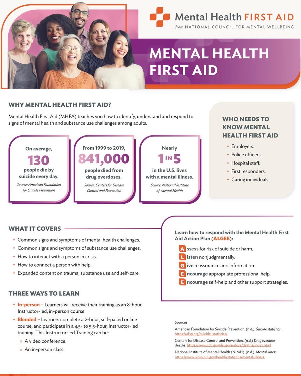 NaugValleyHD's tweet photo. Just as CPR helps you assist an individual having a heart attack, Mental Health First Aid helps you assist someone experiencing a mental health or substance use-related crisis. Join us Sunday, July 17 for this free training opportunity! Registration required. https://t.co/skkCst98vz
