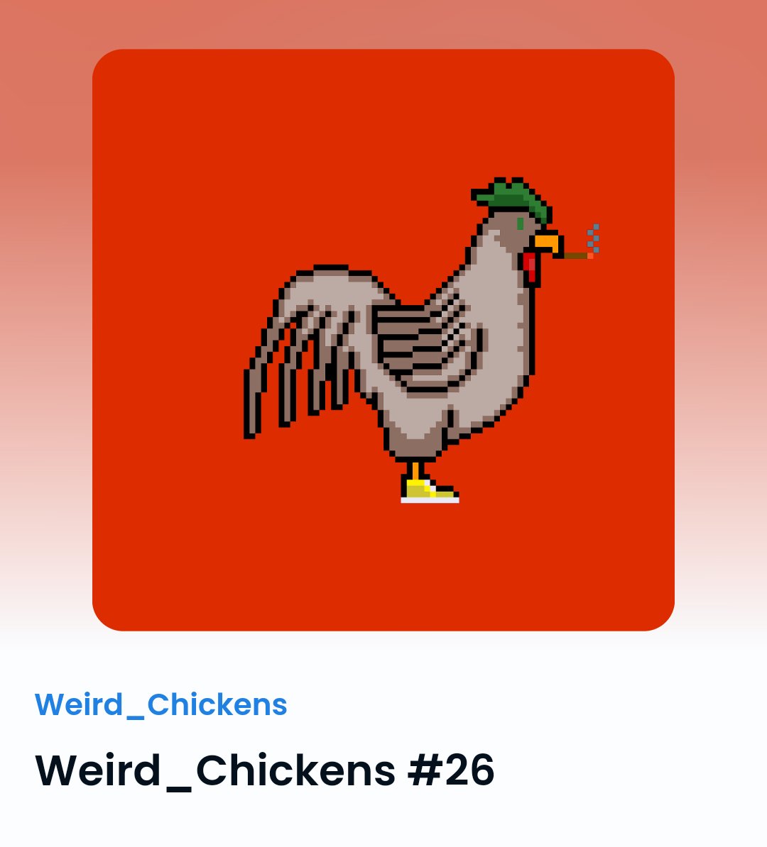 RArt47's tweet photo. 🐓Weird_Chickens #26🐓
💸Value: 0.02 eth💸

@opensea 

#NFTGiveaway #NFT #NFTs #NFTGiveaways #NFTCommunity #nftcollector #nftart #NFTcollectibles #OpenSea #Rarible #NFTdrop https://t.co/TXOgGUVAN3