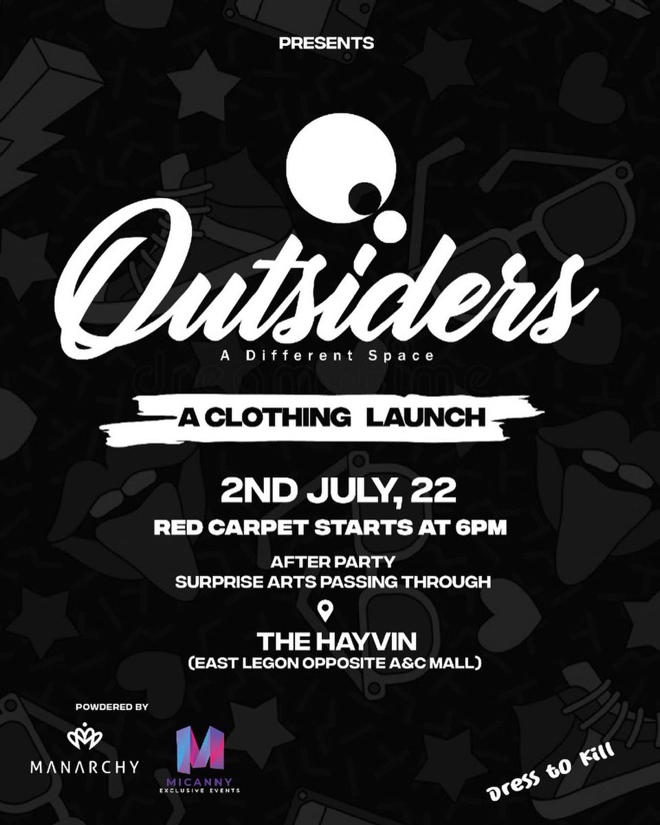de_outsiderz's tweet photo. This is a movement. A force, an
embodiment of attitude and class,
expressed in outfits to transform you from
"okay' to very dope in seconds.
It's the official launch of @de_outsiderz 
brand happening this Saturday.
Venue: @thehayvingh
Time: 4pm (E.B) 
Come experience greatness! https://t.co/uOwv9olKKP