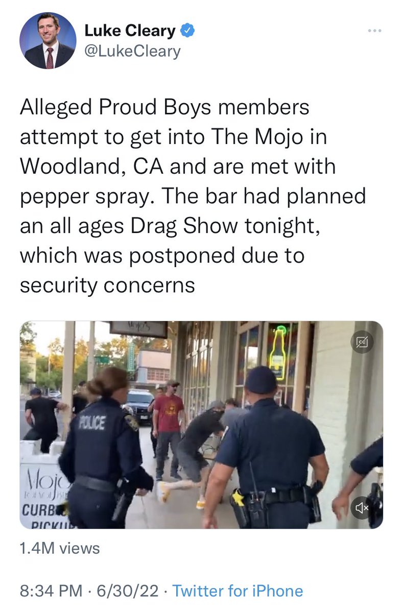 Yet again, Libs of Tik Tok tweeted the location of a drag event with an incendiary caption and the Proud Boys showed up to crash it while police stood by and watched. She knows exactly what she’s doing.