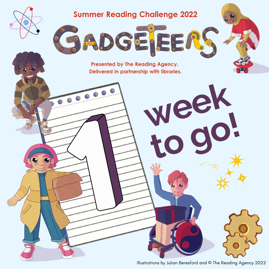 1️⃣ WEEK TO GO!

Join the Gadgeteers created by <a href="/readingagency/">The Reading Agency</a> in partnership with <a href="/sciencemuseum/">Science Museum</a>  for a summer of reading fun as the #SummerReadingChallenge returns to all Inspire libraries! 📚 <a href="/NottsCC/">Nottinghamshire County Council</a> from Saturday 9 July

➡️  inspireculture.org.uk/summerreadingc…