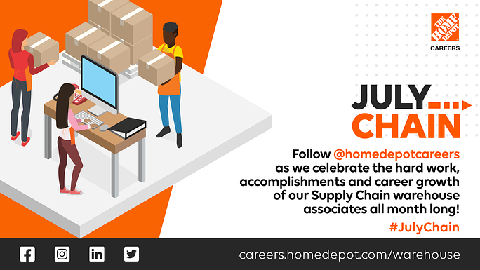 This month, we’re highlighting our Supply Chain associates and all that they do for our customers and our company. Learn more about our #SupplyChain roles and #ApplyNow here: lnkd.in/g-Wqsx5V #JulyChain #WeAreHomeDepot