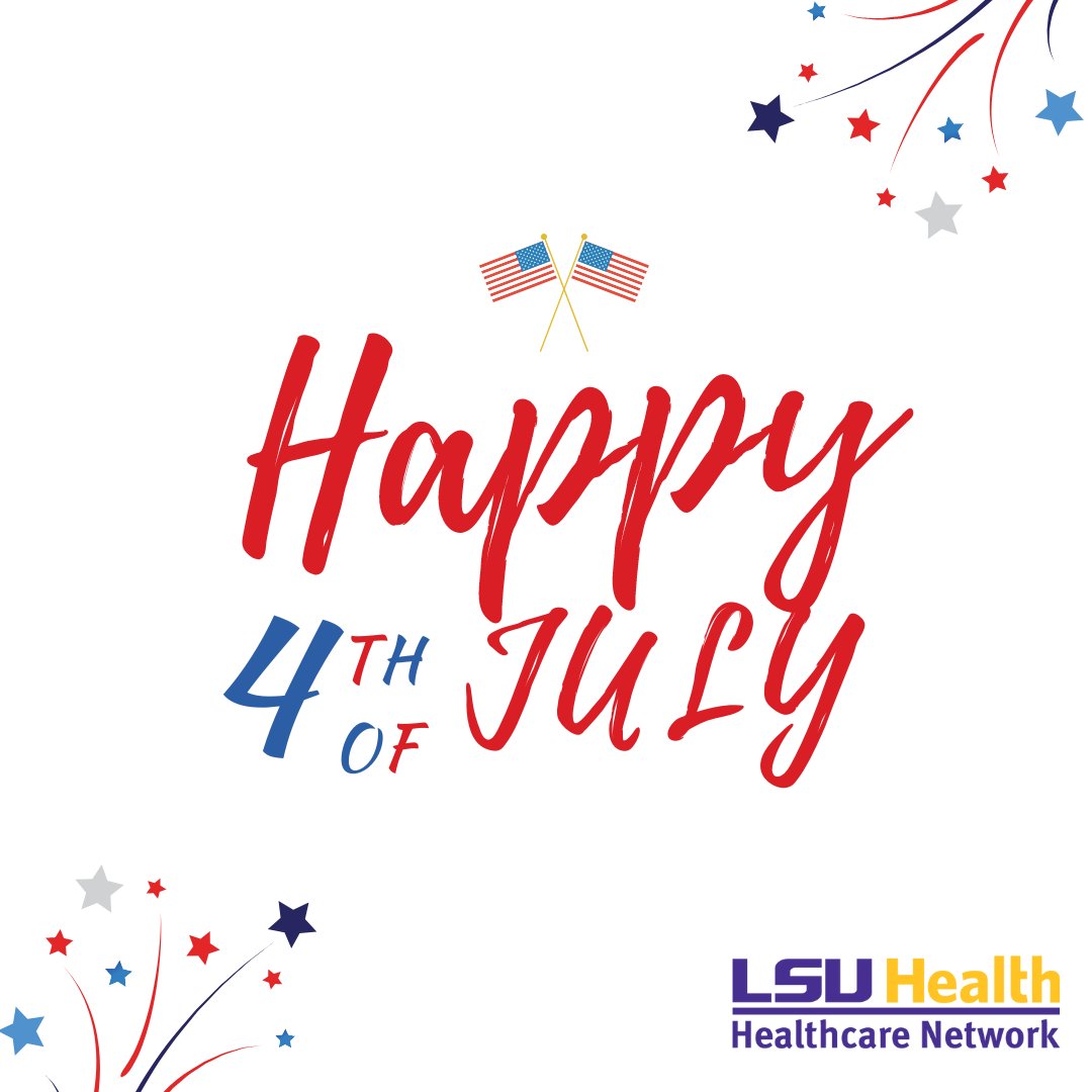 All LSU Healthcare Network clinics will be closed Monday, July 4 in honor of Independence Day. We hope everyone has a happy, healthy and safe 4th of July weekend!  #4thofjuly #nola