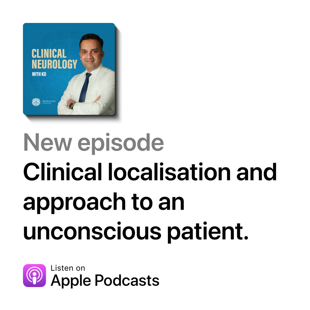neuroteaching's tweet image. 🚨🚨📣📣New #Episode Alert 🚨 Approach to a #comatose patient @neurologywithkd podcast. Should be useful for #medicalstudents, #medicineresidents #neurology and #emergencymedicine residents.
🎧👂 apple.co/3ujesYR 🎙    #MedEd #NeuroTwitter #MedTwitter #medicalpodcast