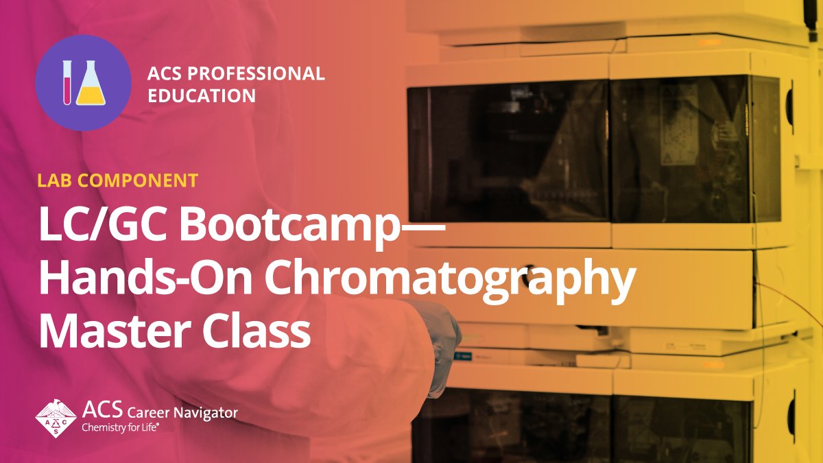 AmerChemSociety's tweet photo. Learn how to operate HPLCs and/or GCs, develop methods &amp; through 18 lectures &amp; 12 hands-on labs on chromatography theory &amp; applications with the #ACSProEd Bootcamp happening in Chicago, IL from Aug 17-21. Space is limited, register today at https://t.co/rgDx8Gt8Wp https://t.co/1OUzITk3FX
